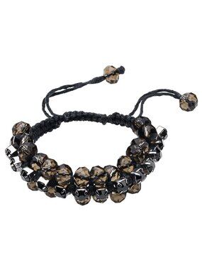 Dyrberg/Kern Jive back and grey crystal and bead macrame bracelet